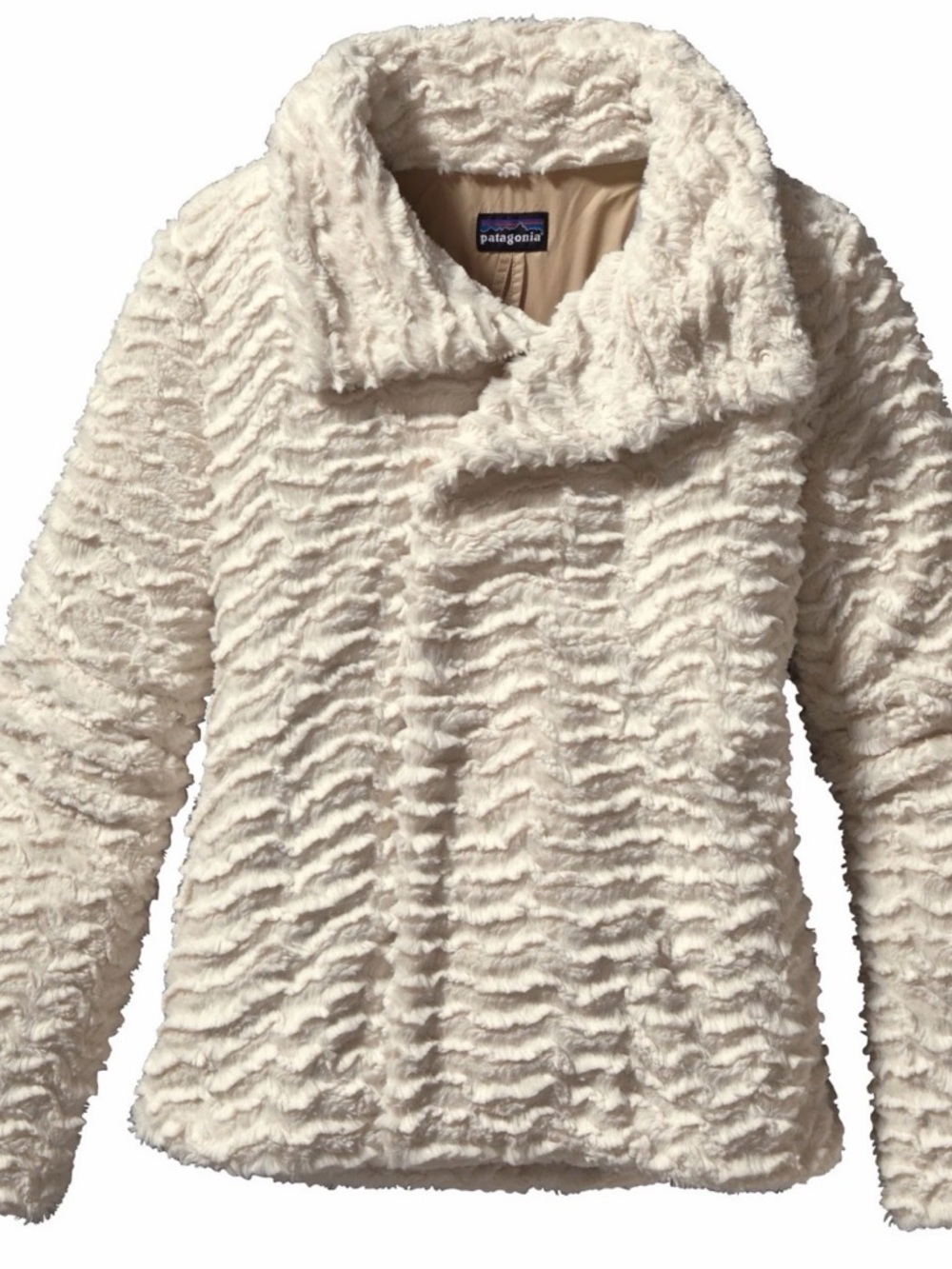 Patagonia Cream Textured Teddy Pullover Jacket